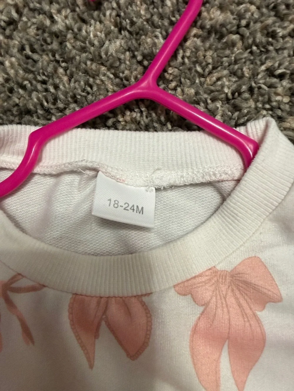 Girls White Pajama Set with Pink Bow Print